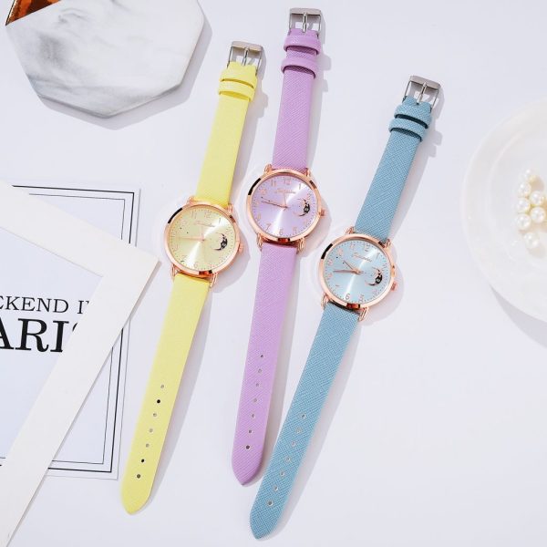 Women Watch Moon Numbers Dial Bracelet Watches Set Ladies Leather Band Quartz Wristwatch Women Female Clock Relogio Mujer Hot - Image 54