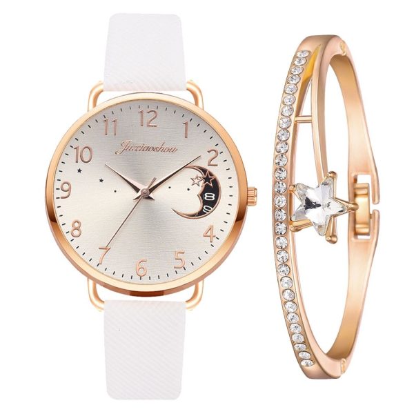 Women Watch Moon Numbers Dial Bracelet Watches Set Ladies Leather Band Quartz Wristwatch Women Female Clock Relogio Mujer Hot - Image 55