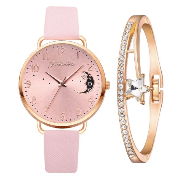 Women Watch Moon Numbers Dial Bracelet Watches Set Ladies Leather Band Quartz Wristwatch Women Female Clock Relogio Mujer Hot - Image 109