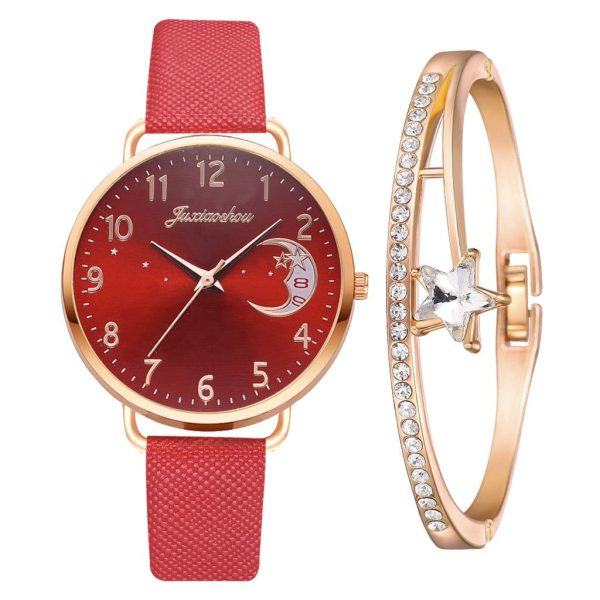 Women Watch Moon Numbers Dial Bracelet Watches Set Ladies Leather Band Quartz Wristwatch Women Female Clock Relogio Mujer Hot - Image 91
