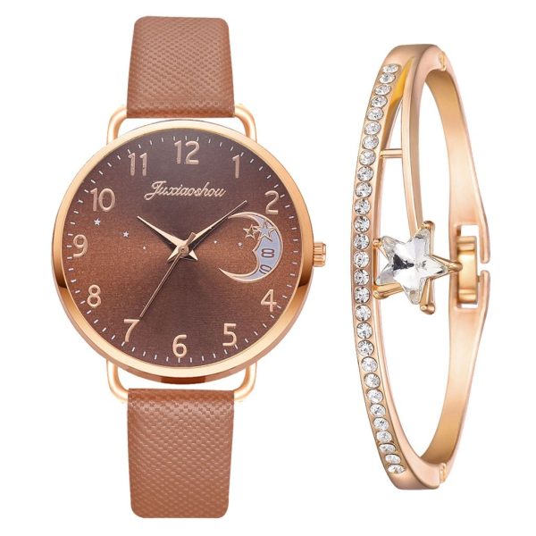 Women Watch Moon Numbers Dial Bracelet Watches Set Ladies Leather Band Quartz Wristwatch Women Female Clock Relogio Mujer Hot - Image 103