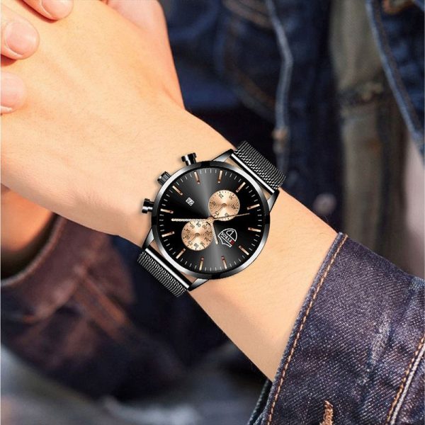 montre homme Fashion Mens Watches Stainless Steel Mesh Belt Quartz Watch Men Business Leather Luminous Clock relogio masculino - Image 66
