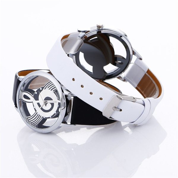 Lady Dames Pols Horloges Simple Casual Graveren Holle Stijlvolle Muzieknoot Geschilderd Lederen Armband Lady Armband Horloges - Image 8