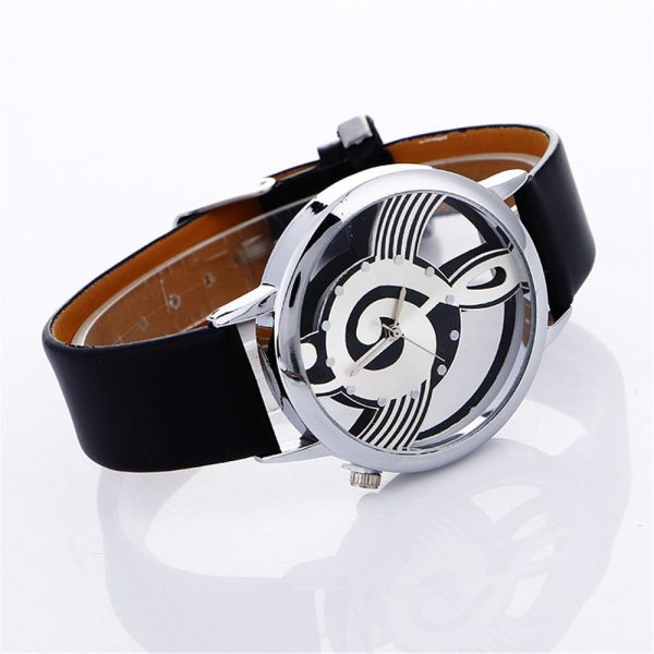 Lady Dames Pols Horloges Simple Casual Graveren Holle Stijlvolle Muzieknoot Geschilderd Lederen Armband Lady Armband Horloges - Image 9