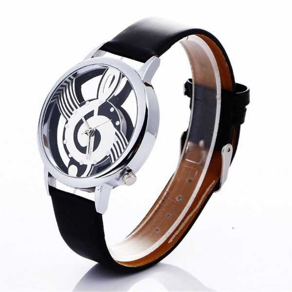 Lady Dames Pols Horloges Simple Casual Graveren Holle Stijlvolle Muzieknoot Geschilderd Lederen Armband Lady Armband Horloges - Image 10