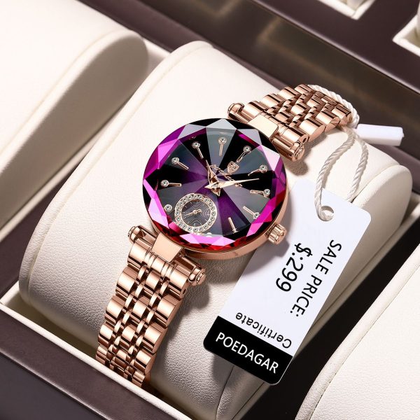 POEDAGAR Watch for Women Luxury Jewelry Design Rose Gold Steel Quartz Wristwatches Waterproof Fashion Swiss Brand Ladies Watches - Image 11