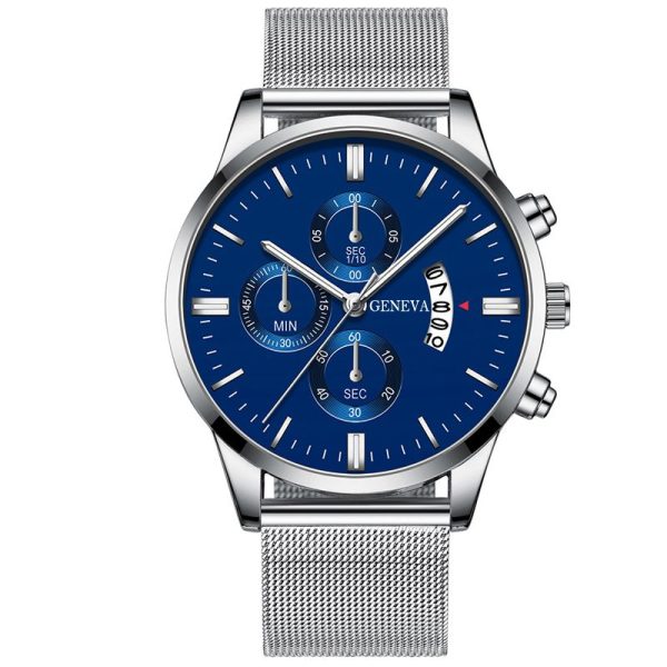 2022 Men's Fashion Business Calendar Watches Men Luxury Blue Stainless Steel Mesh Belt Analog Quartz Watch relogio masculino - Image 85