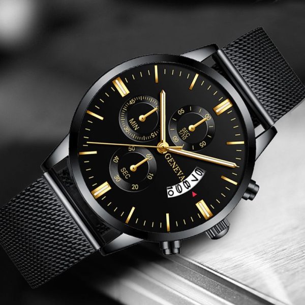 2022 Men's Fashion Business Calendar Watches Men Luxury Blue Stainless Steel Mesh Belt Analog Quartz Watch relogio masculino - Image 16