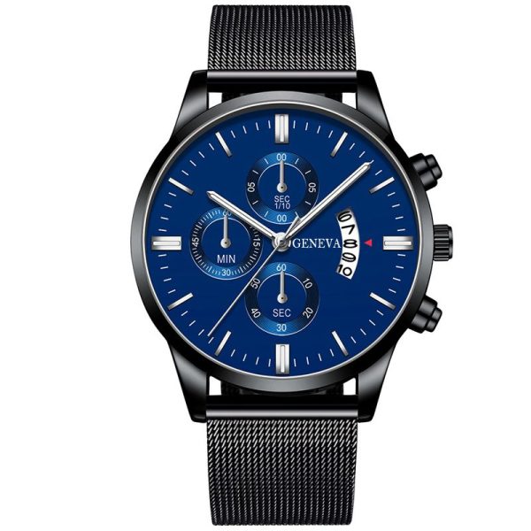 2022 Men's Fashion Business Calendar Watches Men Luxury Blue Stainless Steel Mesh Belt Analog Quartz Watch relogio masculino - Image 37