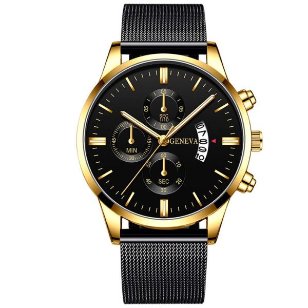 2022 Men's Fashion Business Calendar Watches Men Luxury Blue Stainless Steel Mesh Belt Analog Quartz Watch relogio masculino - Image 7