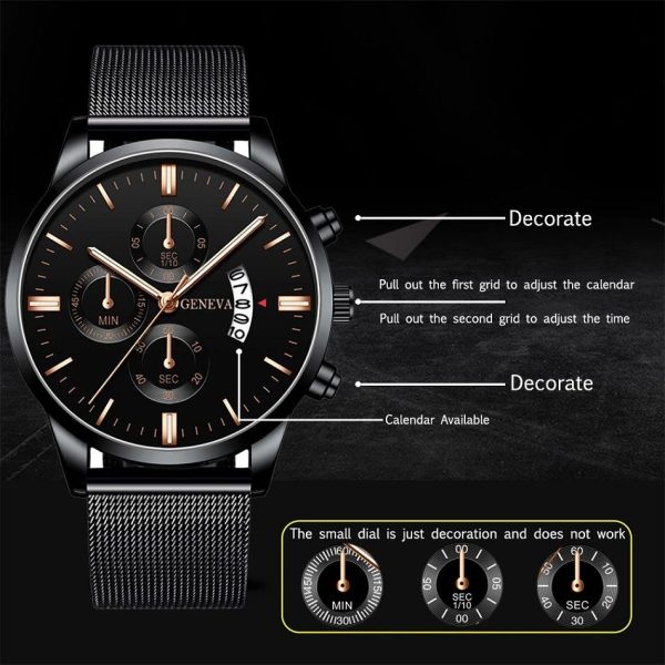 2022 Men's Fashion Business Calendar Watches Men Luxury Blue Stainless Steel Mesh Belt Analog Quartz Watch relogio masculino - Image 50