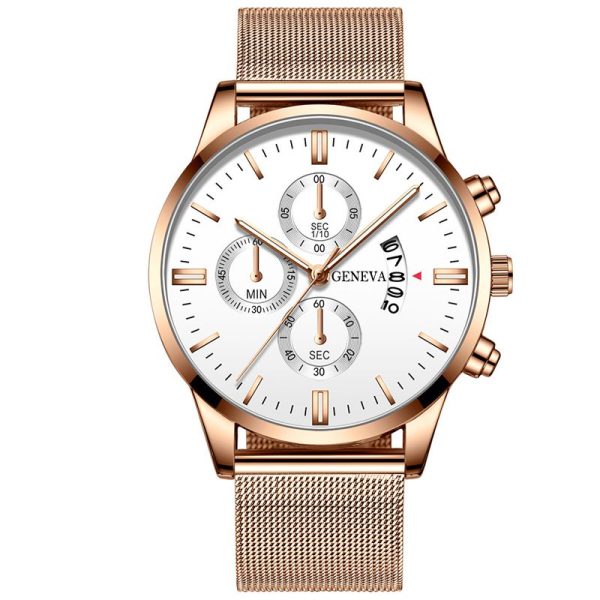 2022 Men's Fashion Business Calendar Watches Men Luxury Blue Stainless Steel Mesh Belt Analog Quartz Watch relogio masculino - Image 49