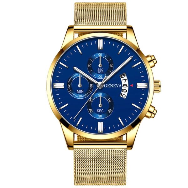 2022 Men's Fashion Business Calendar Watches Men Luxury Blue Stainless Steel Mesh Belt Analog Quartz Watch relogio masculino - Image 73