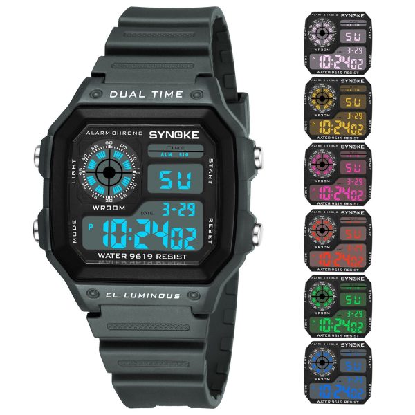 SYNOKE Military Sports Watch Digital Watch LED Men Clocks Relojes Deportivos Waterproof Luminous Alarm Clock Male 2019 - Image 43
