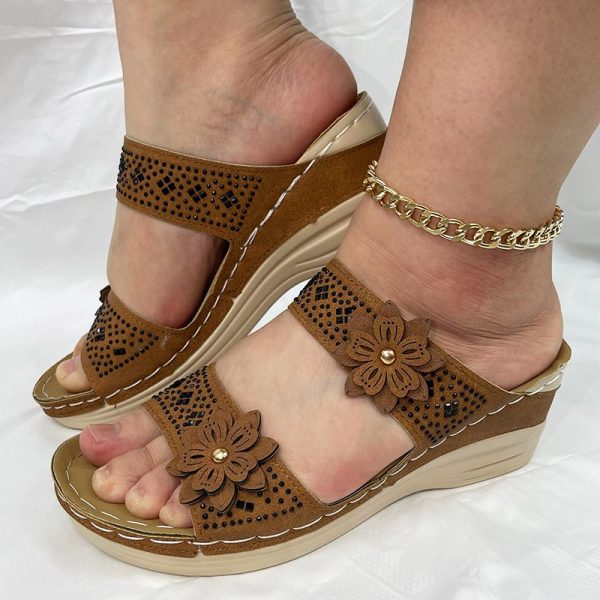 Lucyever Crystal Thick Sole Slippers for Women Summer Flower Wedges Sandals Woman 2022 Non Slip Beach Shoes Ladies Plus Size 43 - Image 124