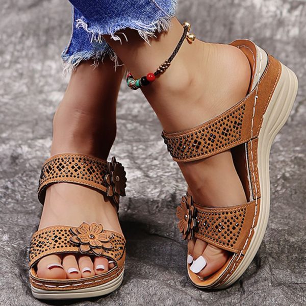 Lucyever Crystal Thick Sole Slippers for Women Summer Flower Wedges Sandals Woman 2022 Non Slip Beach Shoes Ladies Plus Size 43 - Image 205