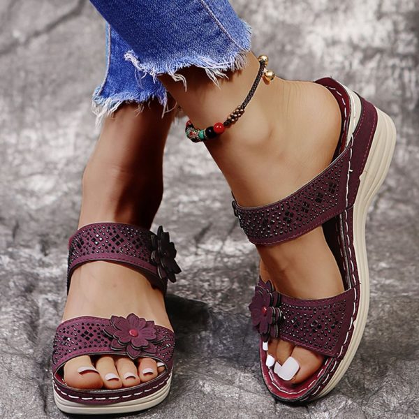 Lucyever Crystal Thick Sole Slippers for Women Summer Flower Wedges Sandals Woman 2022 Non Slip Beach Shoes Ladies Plus Size 43 - Image 193
