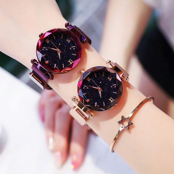 reloj mujer Women's Fashion Starry Sky Watches Magnet Buckle Mesh Belt Diamond Quartz Watch Women Dress Clock relogio feminino - Image 2