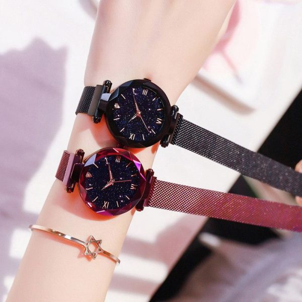 reloj mujer Women's Fashion Starry Sky Watches Magnet Buckle Mesh Belt Diamond Quartz Watch Women Dress Clock relogio feminino - Image 4