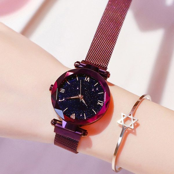 reloj mujer Women's Fashion Starry Sky Watches Magnet Buckle Mesh Belt Diamond Quartz Watch Women Dress Clock relogio feminino - Image 5