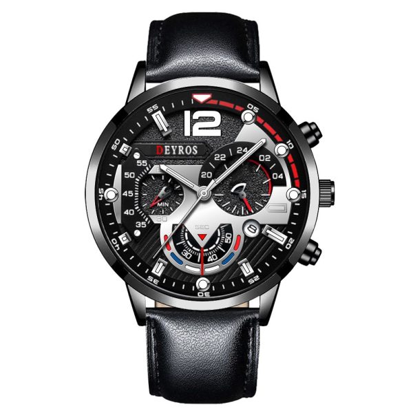 2022 Fashion Mens Watches Luxury Stainless Steel Quartz Wristwatch Calendar Luminous Clock Men Business Casual Leather Watch - Image 7