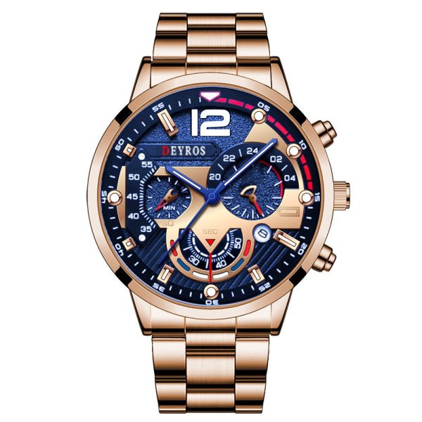 2022 Fashion Mens Watches Luxury Stainless Steel Quartz Wristwatch Calendar Luminous Clock Men Business Casual Leather Watch - Image 19