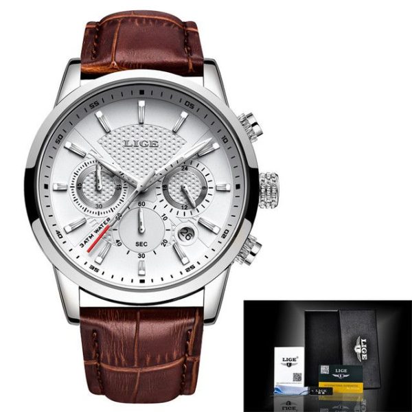 LIGE Men Watch Luxury Leather Waterproof Sport Quartz Wristwatch Chronograph Military Watch for Men Relogio Masculino Men's Gift - Image 13