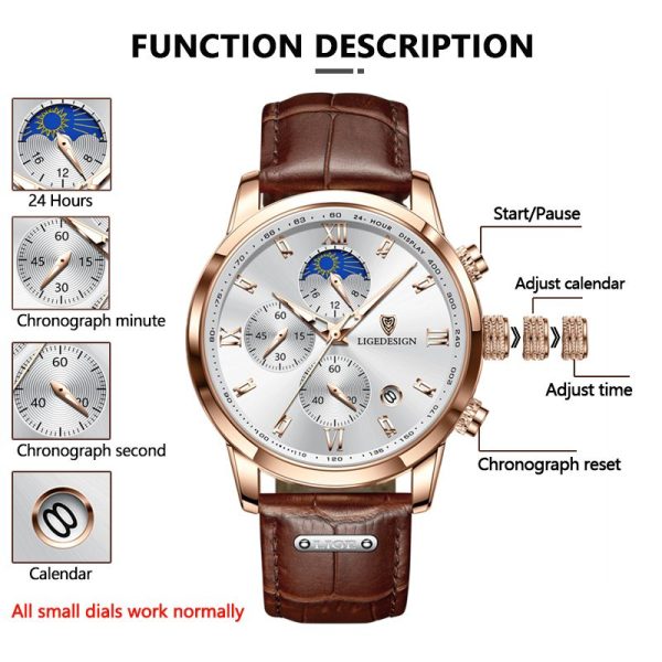LIGE Men Watch Luxury Leather Waterproof Sport Quartz Wristwatch Chronograph Military Watch for Men Relogio Masculino Men's Gift - Image 20
