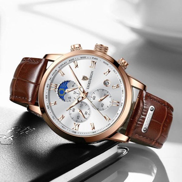 LIGE Men Watch Luxury Leather Waterproof Sport Quartz Wristwatch Chronograph Military Watch for Men Relogio Masculino Men's Gift - Image 21