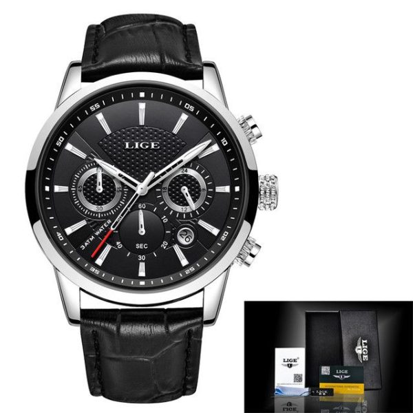 LIGE Men Watch Luxury Leather Waterproof Sport Quartz Wristwatch Chronograph Military Watch for Men Relogio Masculino Men's Gift - Image 19