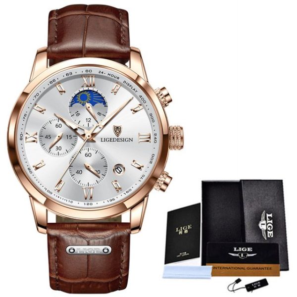 LIGE Men Watch Luxury Leather Waterproof Sport Quartz Wristwatch Chronograph Military Watch for Men Relogio Masculino Men's Gift - Image 31