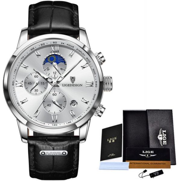 LIGE Men Watch Luxury Leather Waterproof Sport Quartz Wristwatch Chronograph Military Watch for Men Relogio Masculino Men's Gift - Image 25