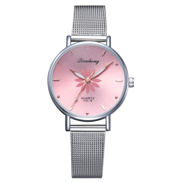 Watches For Women Luxury Silver Popular Pink Dial Flowers Metal Ladies Bracelet Quartz Clock Ladies Wrist Watch New Clock - Image 12