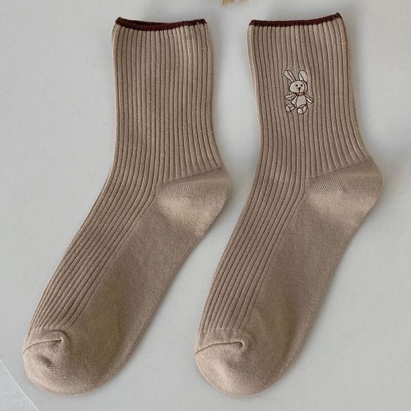 6 Pairs Women Socks 2022 New Fashion Cute Cotton Breathable Socks Japanese Style Cute Rabbit Embroidery Casual Girls Sweet High Quality - Image 13