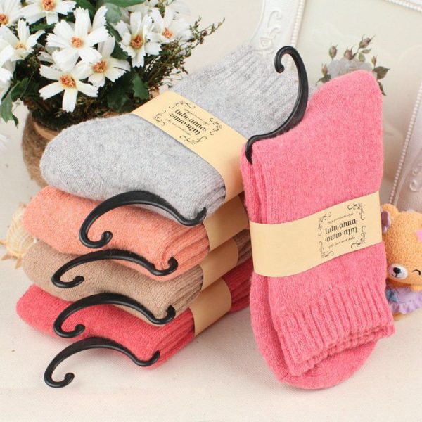 5Pairs Lot Winter Thickened Warm Woolen Socks Women's Striped Retro Wool New Year Christmas Gift Grils Socks TJ3140 - Image 25