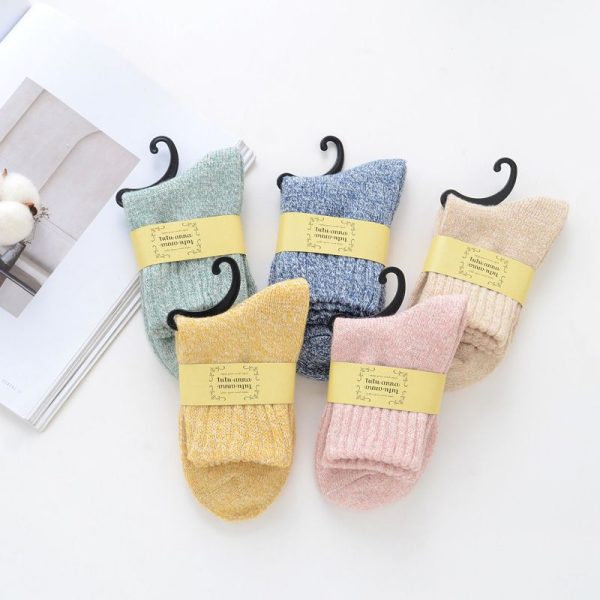 5Pairs Lot Winter Thickened Warm Woolen Socks Women's Striped Retro Wool New Year Christmas Gift Grils Socks TJ3140 - Image 27