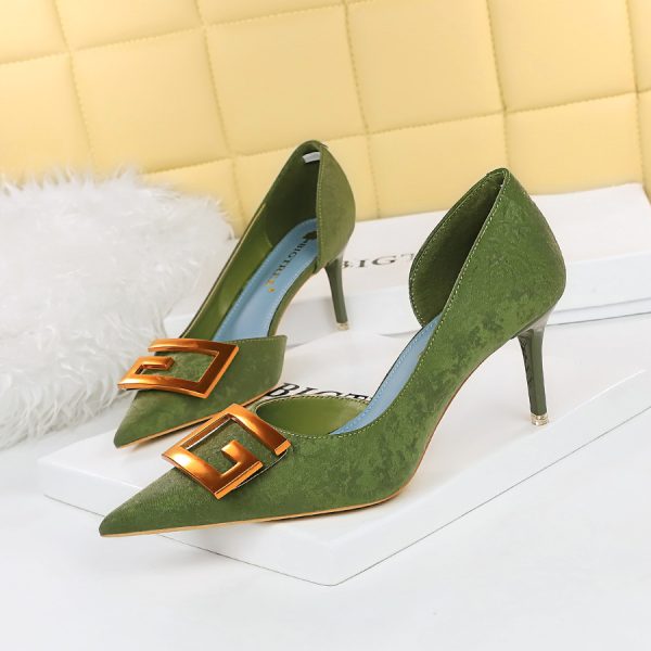 Women's Pumps; Sexy high heels; stiletto pointed hollow square metal buckle high heels; Fashional shoes - Image 270