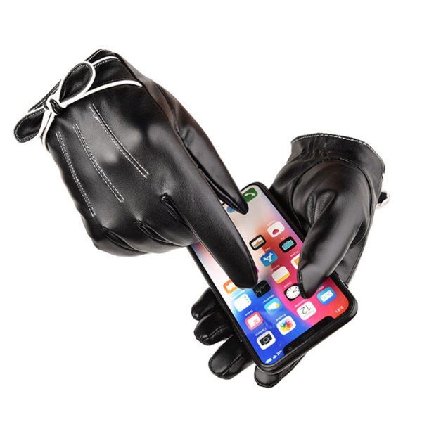 Women's Winter PU Leather Gloves, Warm Thermal Touchscreen Texting Typing - Image 4