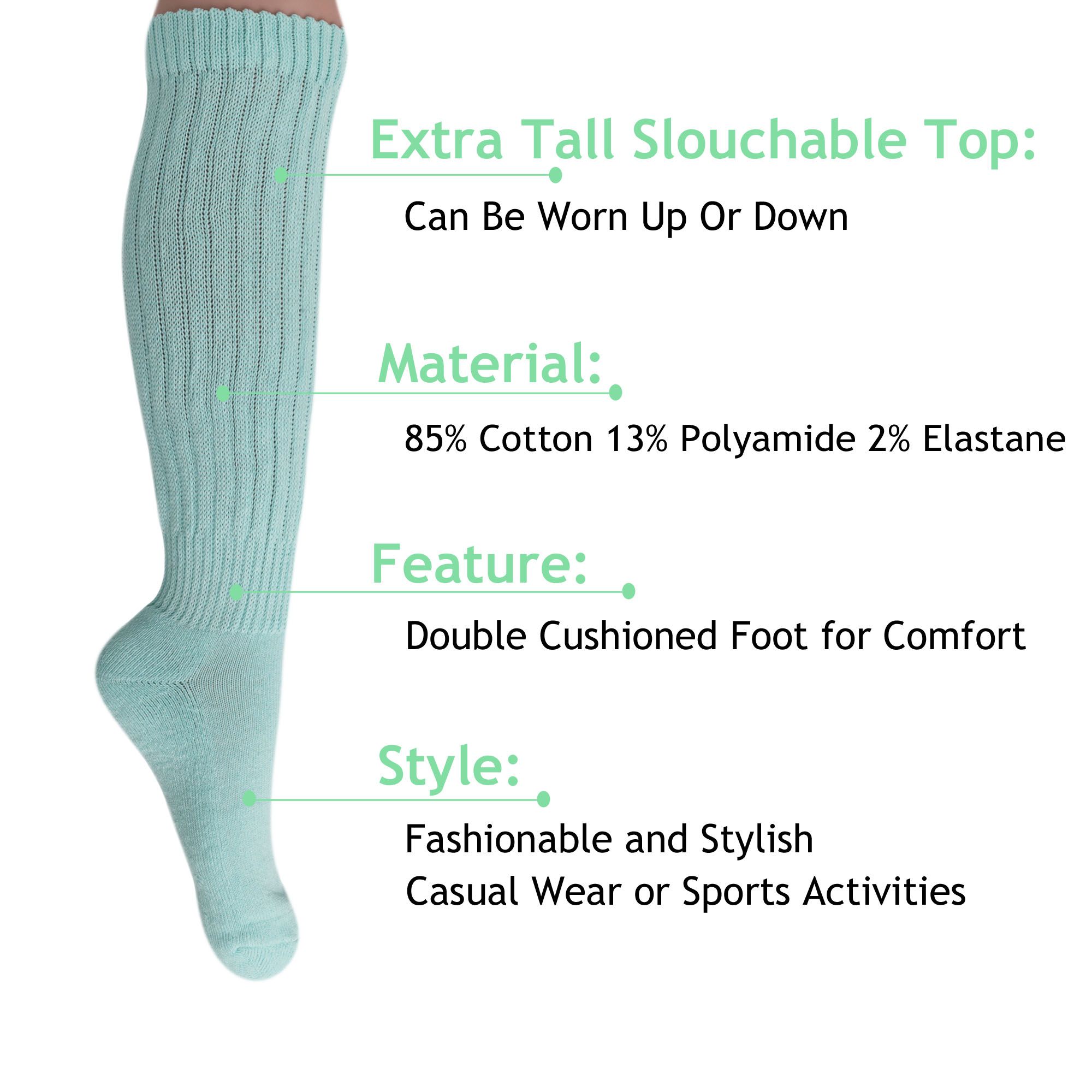 Slouch Socks for Women Extra Long Heavy Slouchy Scrunch Cotton Socks 1 Pair Shoe Size 5 to 10 - Image 30