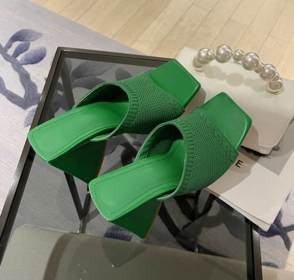 Summer women's new large size flying knitted high-heeled slippers knitted breathable abnormity with fashion women's shoes - Image 99