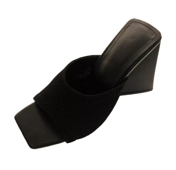 Summer women's new large size flying knitted high-heeled slippers knitted breathable abnormity with fashion women's shoes - Image 77