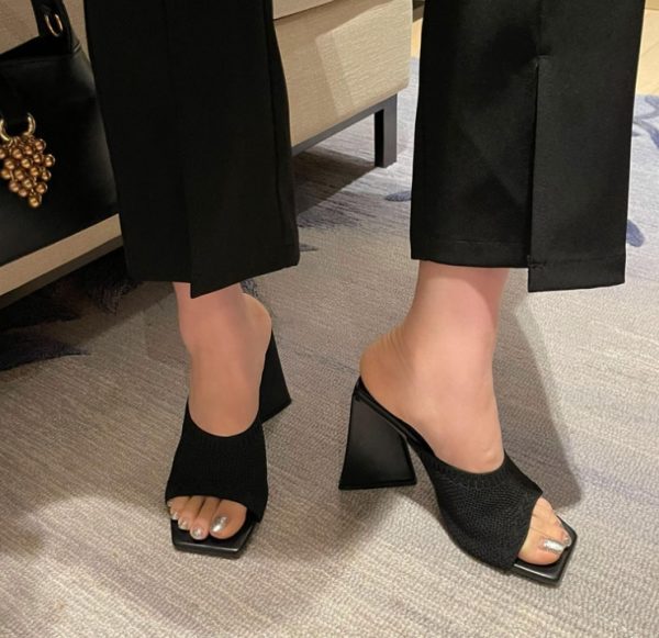 Summer women's new large size flying knitted high-heeled slippers knitted breathable abnormity with fashion women's shoes - Image 29