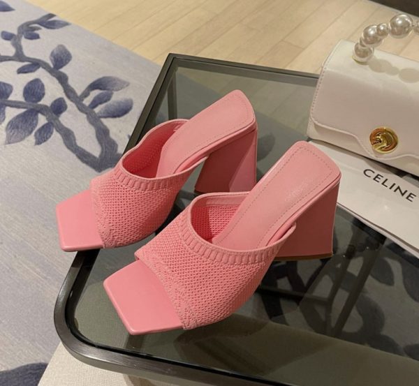 Summer women's new large size flying knitted high-heeled slippers knitted breathable abnormity with fashion women's shoes - Image 34