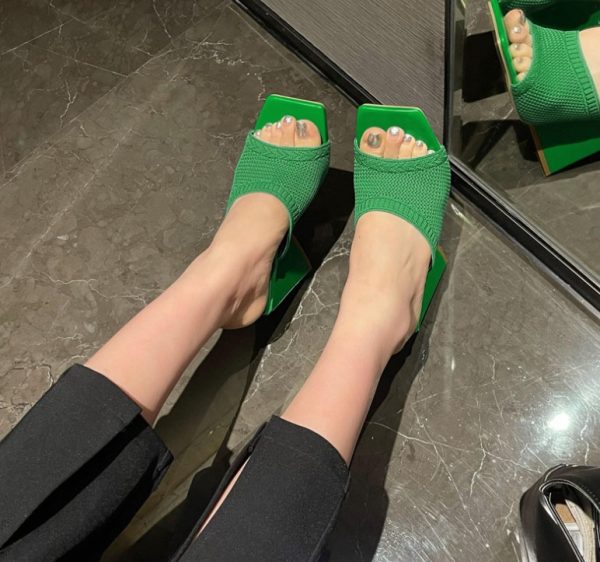 Summer women's new large size flying knitted high-heeled slippers knitted breathable abnormity with fashion women's shoes - Image 118