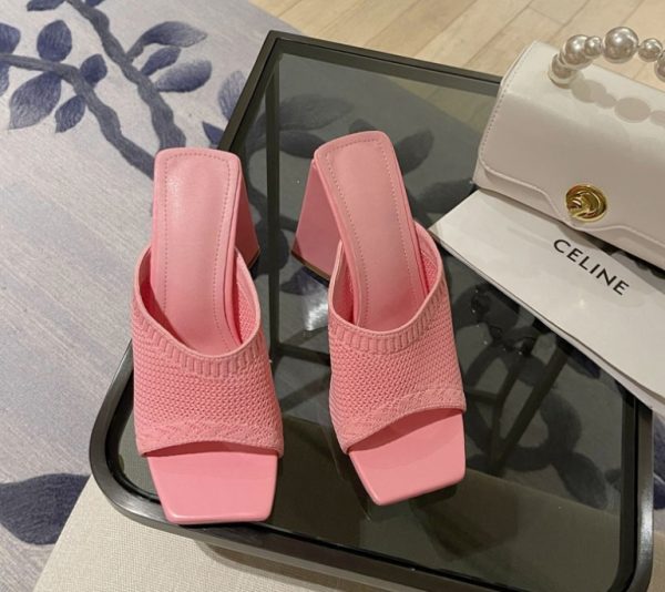 Summer women's new large size flying knitted high-heeled slippers knitted breathable abnormity with fashion women's shoes - Image 85