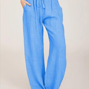 Solid Leisure Knit Lounge Bottoms with Slant Pockets