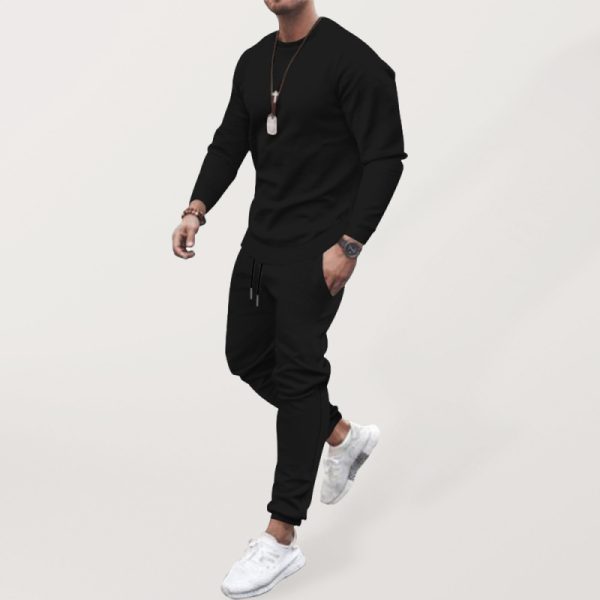 Long-sleeved casual suit men's solid color trendy sports suit - Image 8