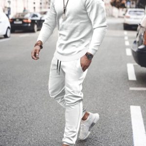 Long-sleeved casual suit men's solid color trendy sports suit