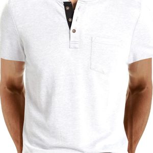 Men's Henley Neck Cotton Leisure T-shirt