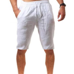 Summer Large Size Loose Linen Breathable Cropped Pants Men's Sports Casual Pants